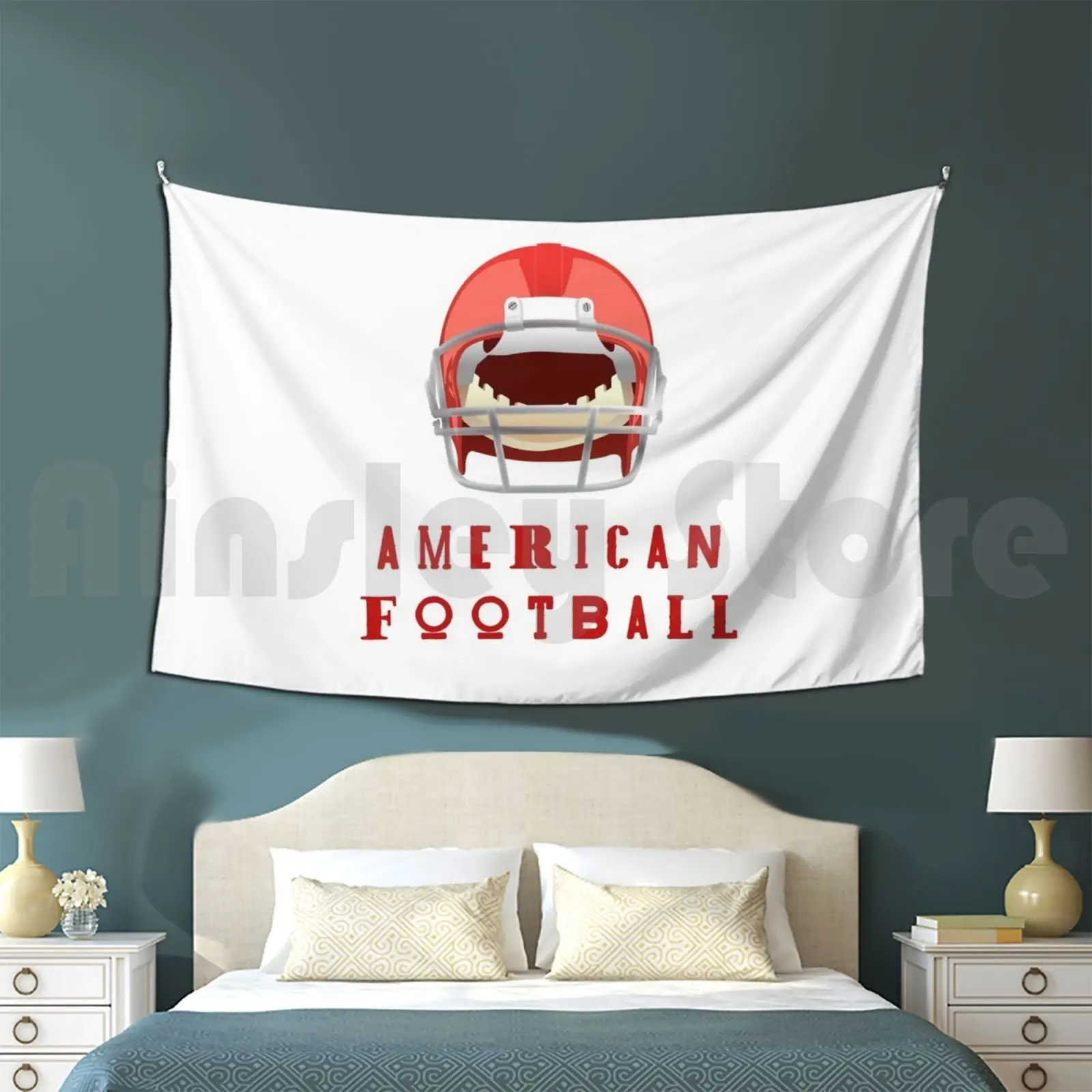 Rugby Helmet , American Football Gold Medal 23 Tapestry Living Room Bedroom Rugby Under Shorts Rugby Union Rugby Union