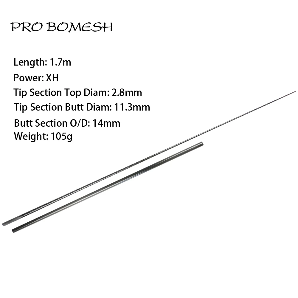 

Pro Bomesh 2 Blanks 1.7m XH 1.5Pcs Butt Jointed Xrays Wrapping Carbon Boat Rod Jigging Rod Blank DIY Fishing Rod Blank Repair