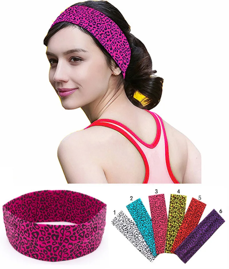 Leopard Printed Women Headbands Sports Yoga Hair Band Fitness Cotton Hairband Absorbent Sweat bands Bandage Gym Hair Accessories