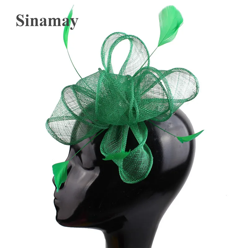 

Sinamay Orange Wedding Fascinator Women Fancy Feather Headwear Hair Clips Charming Headdress Wedding Lady Hair Accessories