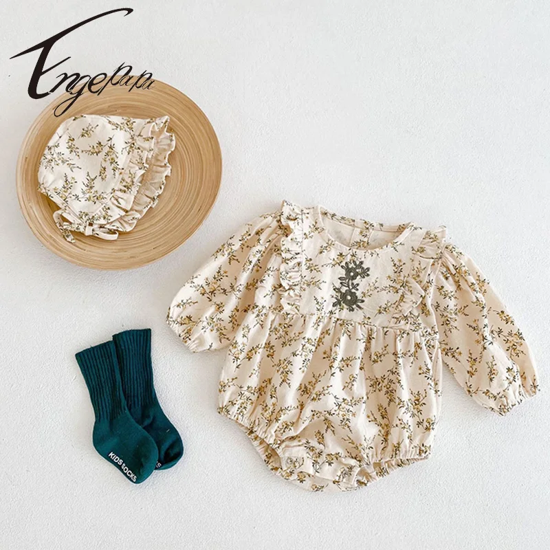 

Engepapa 2021 Baby Spring Autumn Clothing Newborn Kid Baby Girl Clothes Flower Embroidery Long Sleeves Romper Jumpsuit Ourfit