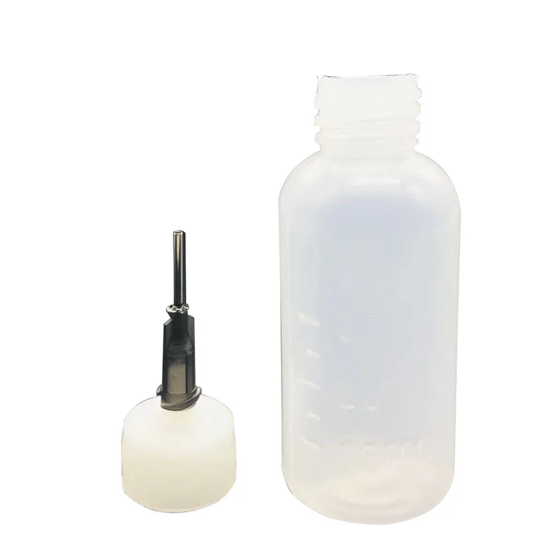 Transparent Polyethylene Needle Dispensing Dispenser Bottle for Rosin Solder Flux Paste   11 Needles 30ml