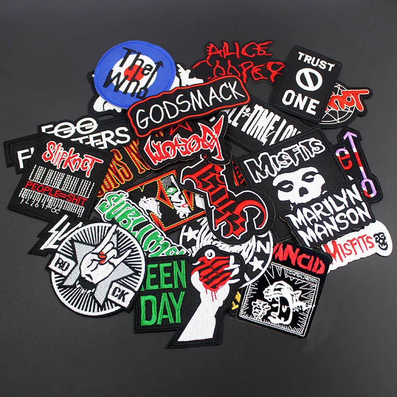 DIY Rock Bands Patches For Clothing Iron On Badge Embroidered Stickers Applique for Jacket Garment Apparel Accessories