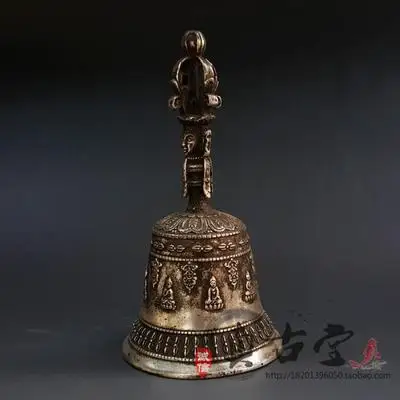 

Exquisite antique bronze carvings diamond pestle octahedral Buddha hand bell ornaments