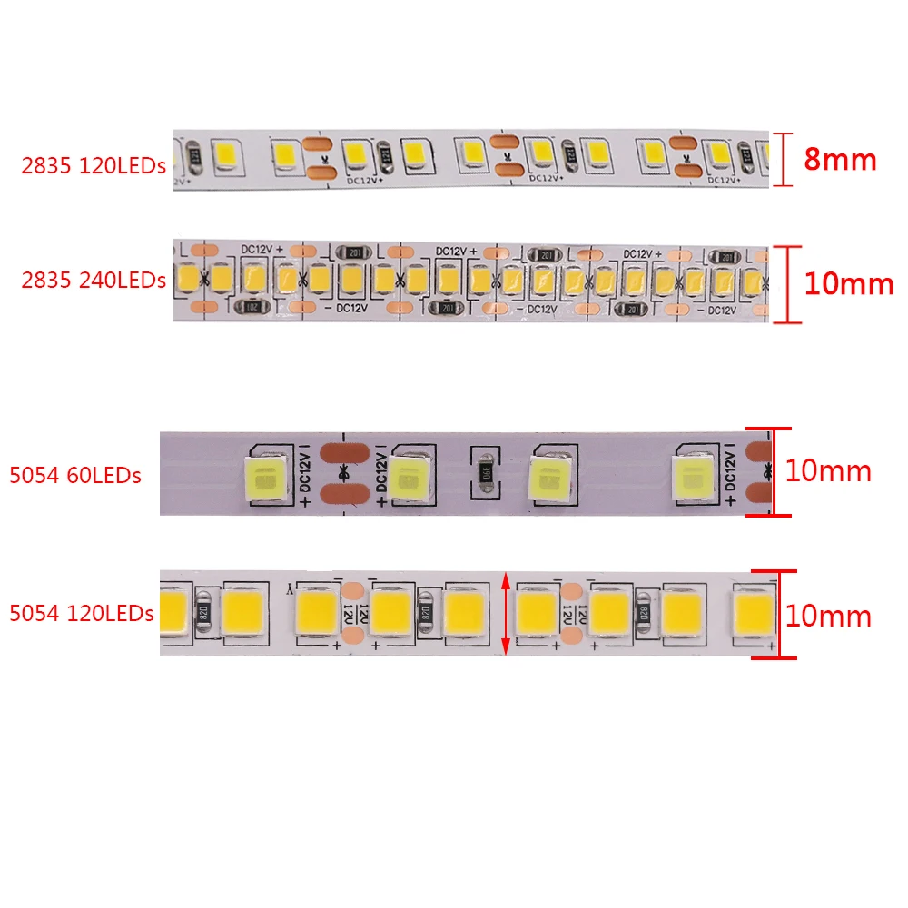DC12V 24V Led Strip Light 5M 300LEDs 600LEDs Flexible Ribbon LED Tape Light SMD 5054 2835 Waterproof Rope Lamp Red Green Blue