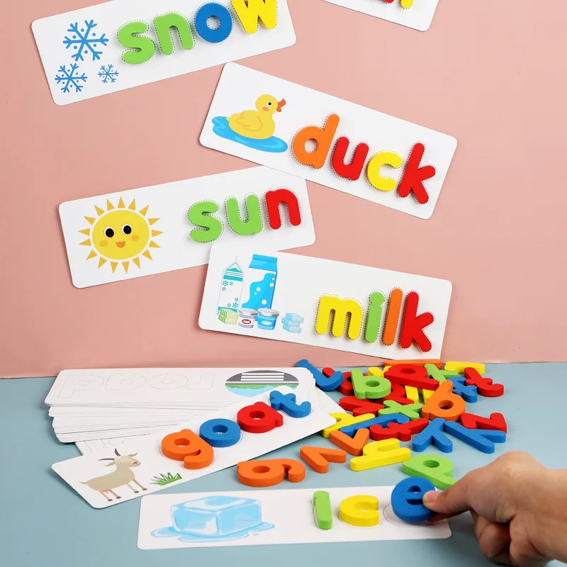 Kinderen Woord Spelling Vroeg Leren Cognitieve Kaart 3D Puzzel Montessori Spel Math Rekenkundige Leermiddelen Educatief Speelgoed