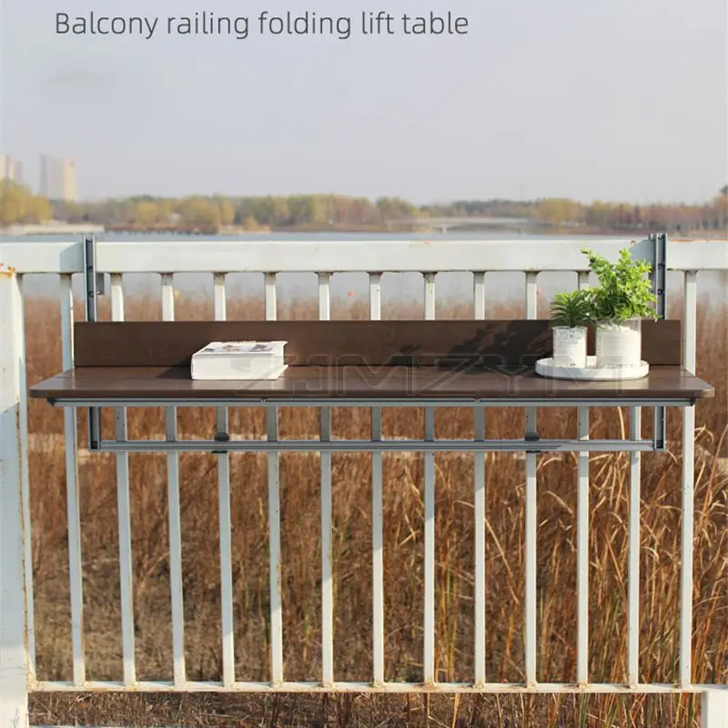 Free Shipping Modern Balcony Railing Hanging Table Simple Easy hanging computer Desk Creative Home Bar Lifting Folding Desk