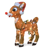 Christmas Deer Decoration with Light String, Rudolph Acrylic Romantic Holiday Ornament