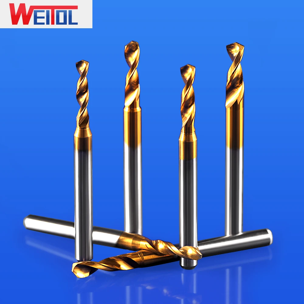 WeiTol free shipping 10pcs/lot 3.175 mm PCB Titanium coating drill bit without  ring corn router bit Diameter 2.1-3.175mm