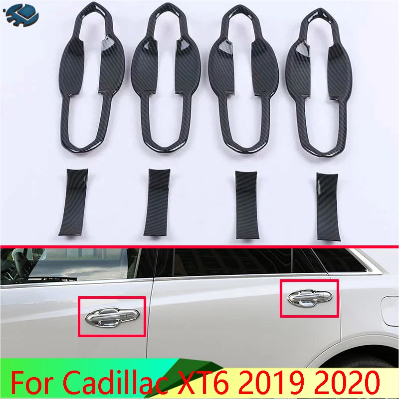 

For Cadillac XT6 2019 2020 Car Accessories ABS Chrome Door Handle Bowl Cover Cup Cavity Trim Insert Catch Molding Garnish