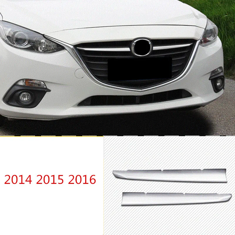 2pcs Cromo Lucido Griglia Anteriore Griglia di Copertura Trim per Mazda 3 2014 2015 2016 BM Axela Mazda3 Stampaggio Accessori