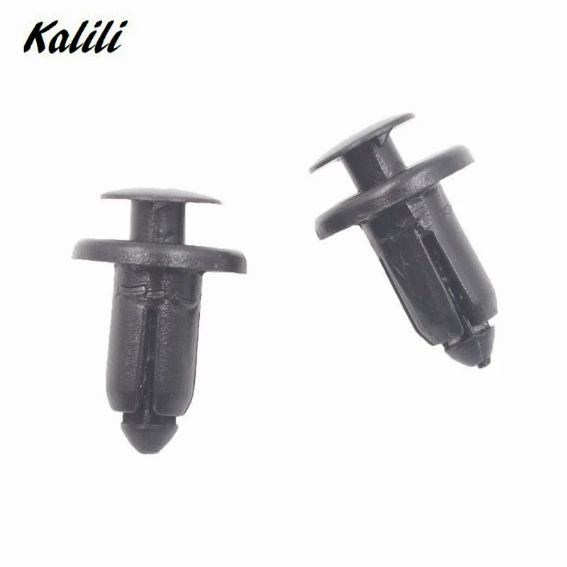 50Pcs 7mm Hole Black Plastic Rivet Auto Panel Push Clip Retainer For Toyota