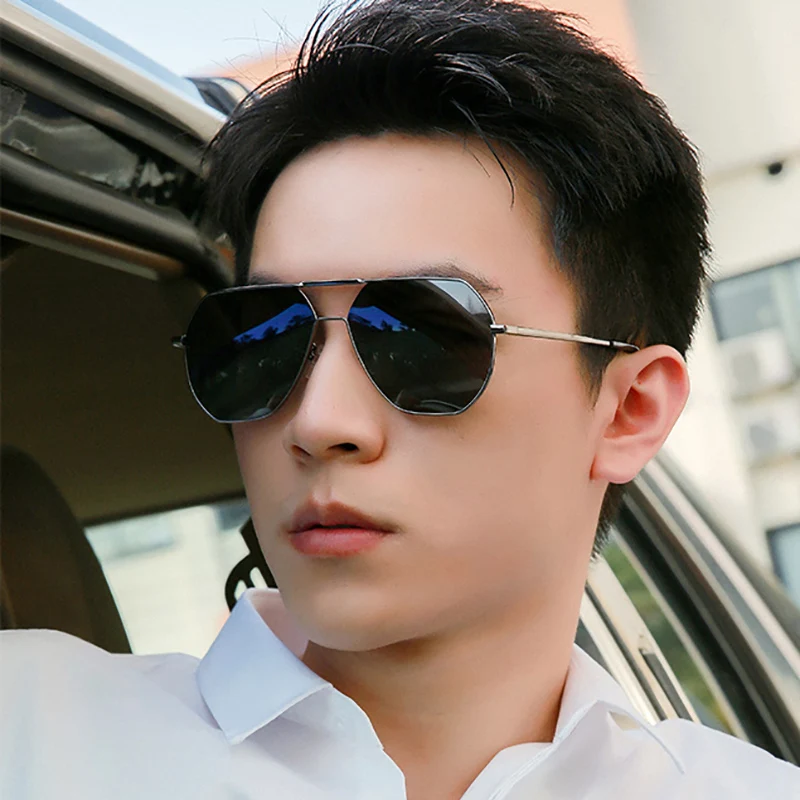 Oversized Prescription Sunglasses men polarized myopia glasses hexagon metal frame luxury brand designer dioptric sun glasses