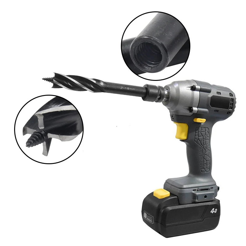 ไม้ Brad Point Drill Bits ไฟฟ้าประแจ Air ชุดหกเหลี่ยม Tapper สี่ช่อง4-Blade เจาะบิต