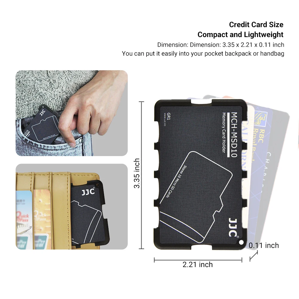 JJC Thin Micro SD-Kartenhalter SD-Kartenetui Brieftasche Kreditkartengröße für SD Micro SD TF-Karten Hartschale Kamera Fotozubehör – Detail 3