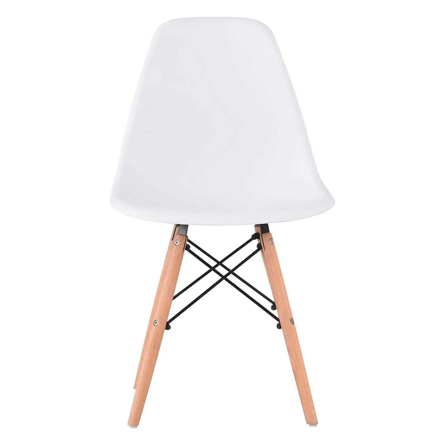 6Pcs/Set Dining Chair Nordic Style Office Chair Plastic Kitchen Chairs Wooden Feet Dining Room Living Room Chairs (White/Black)