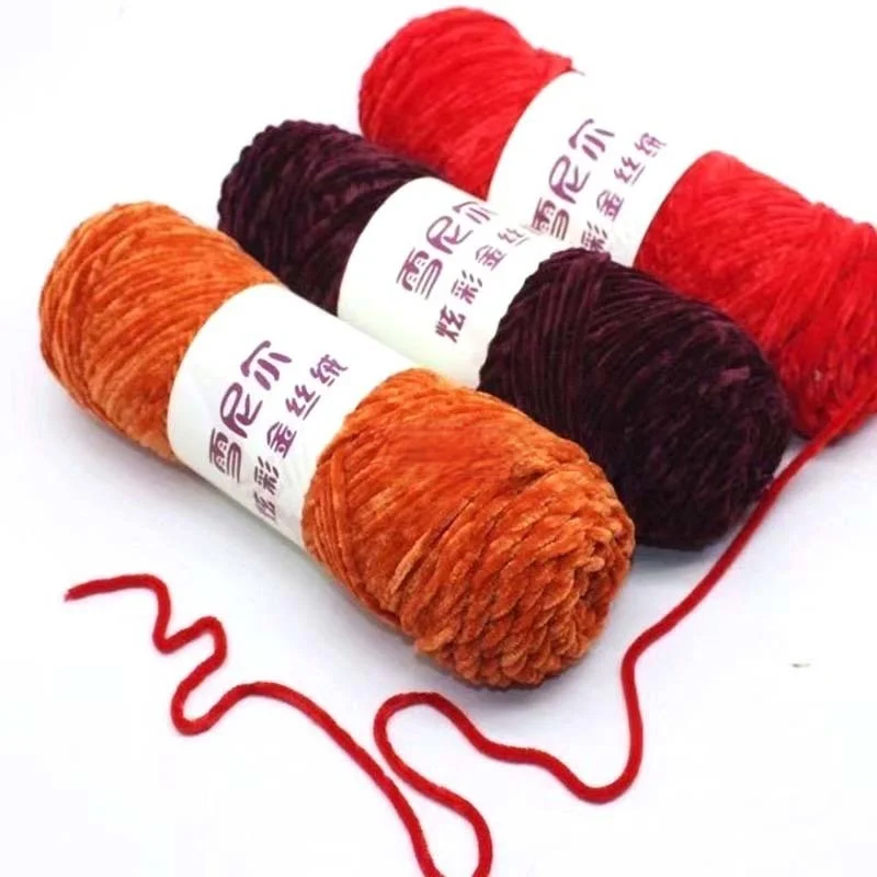 Knitted Skeins Chunky Supersoft Hand Warm 100g Chenille Velvet Wholesale Sweater Yarn Thread Crochet Wool