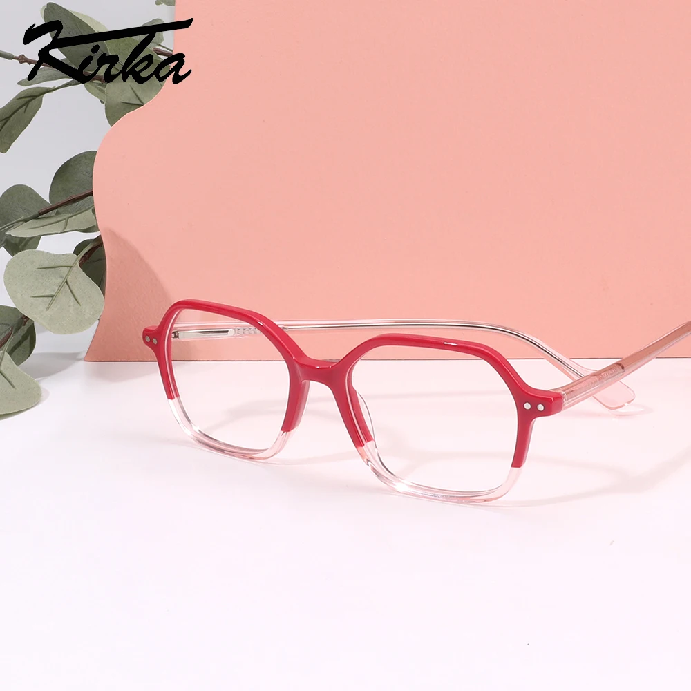 

Kirka Kid Glasses Frame Acetate Glasses Color Contrast Brand Design Fashion Boys Girls Eyeglasses Frame with Clear Lens Eyewear