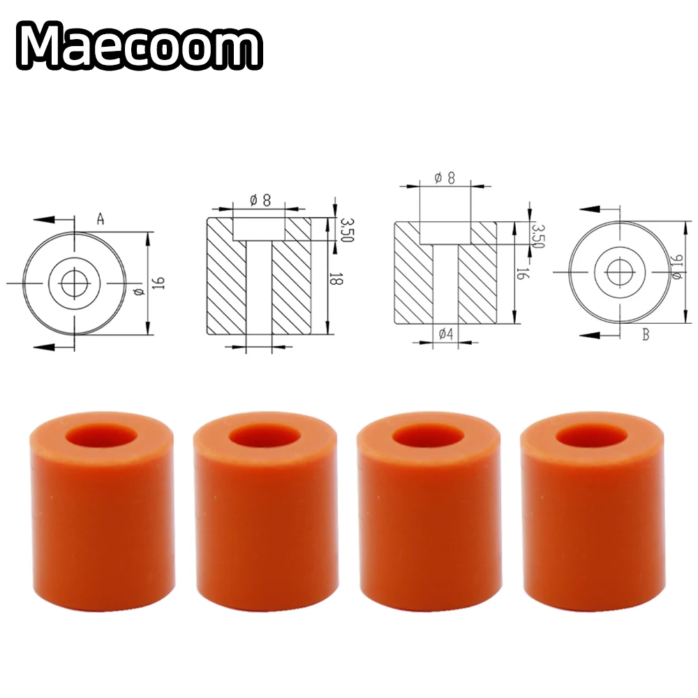 3D-Drucker-Teile, Hochtemperatur-Silikon, solide Abstandshalter, Heißbett-Nivelliersäule, 3 Stück lang + 1 Stück kurz, für CR-10/ CR10S Ender-3