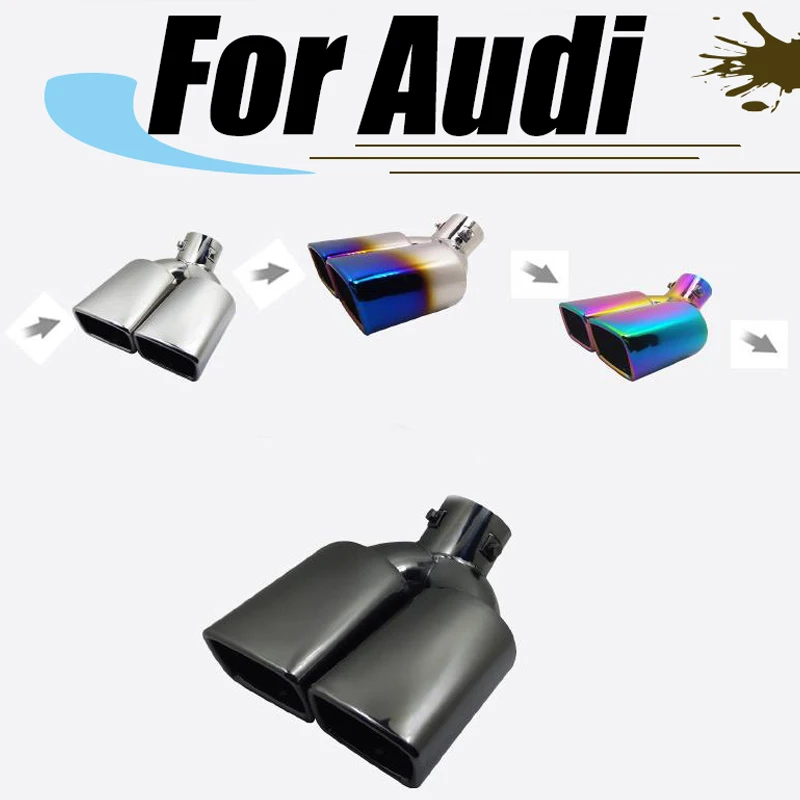 

For Audi A1 A3 A4 Modified square mouth double out car exhaust pipe Car Muffler Exhaust auto accessories Tail Throat Liner pipe