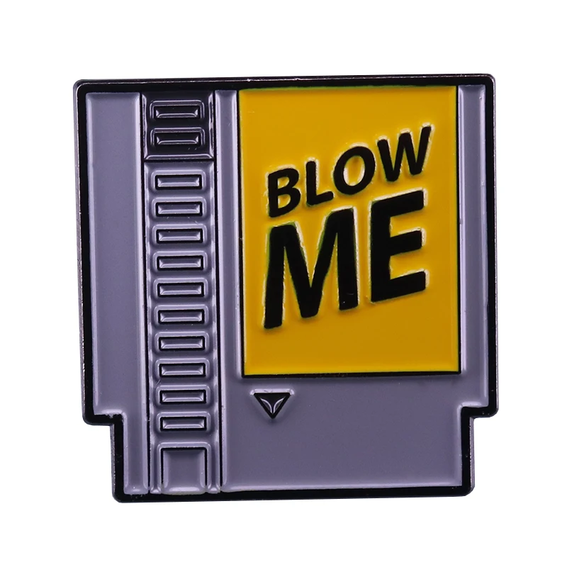 Blow me lapel pin Nintendo cartridge inspired funny gamer addition