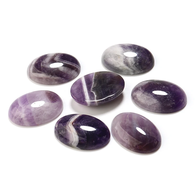 10pcs Natural Stone Oval Flatback 10x14/13x18/18x25mm Amethyst Cabochon Spacers For DIY Jewelry Making Earrings Accessories