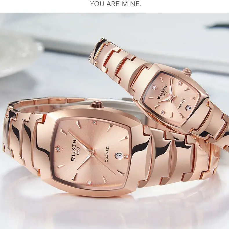 Fashion Ladies Calendar Couple Watch WLISTH Luxury Square Men's And Women Luminous Steel Band Wristwatches Send Lover Gift Clock