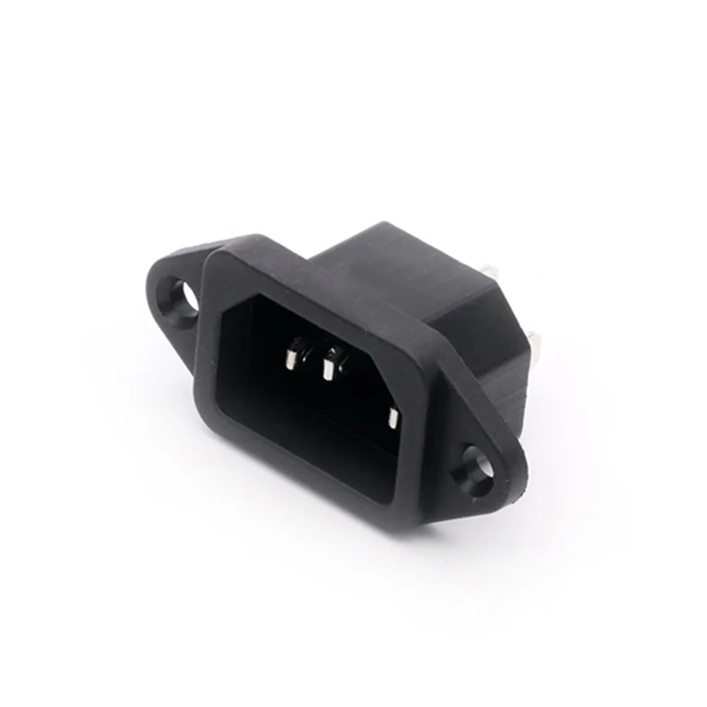 10pcs Black 3Pins Terminal Male Plug IEC320 C14 Inlet Power Plug Socket Panel Mount AC 250V 10A High Qualily