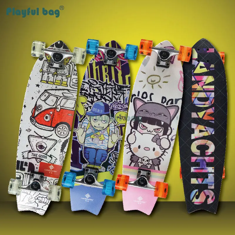 Playful Bag 76CM skateboard Maple Big fish board Durable four wheels skateboard Thermal transfer pattern Skate board AMA39