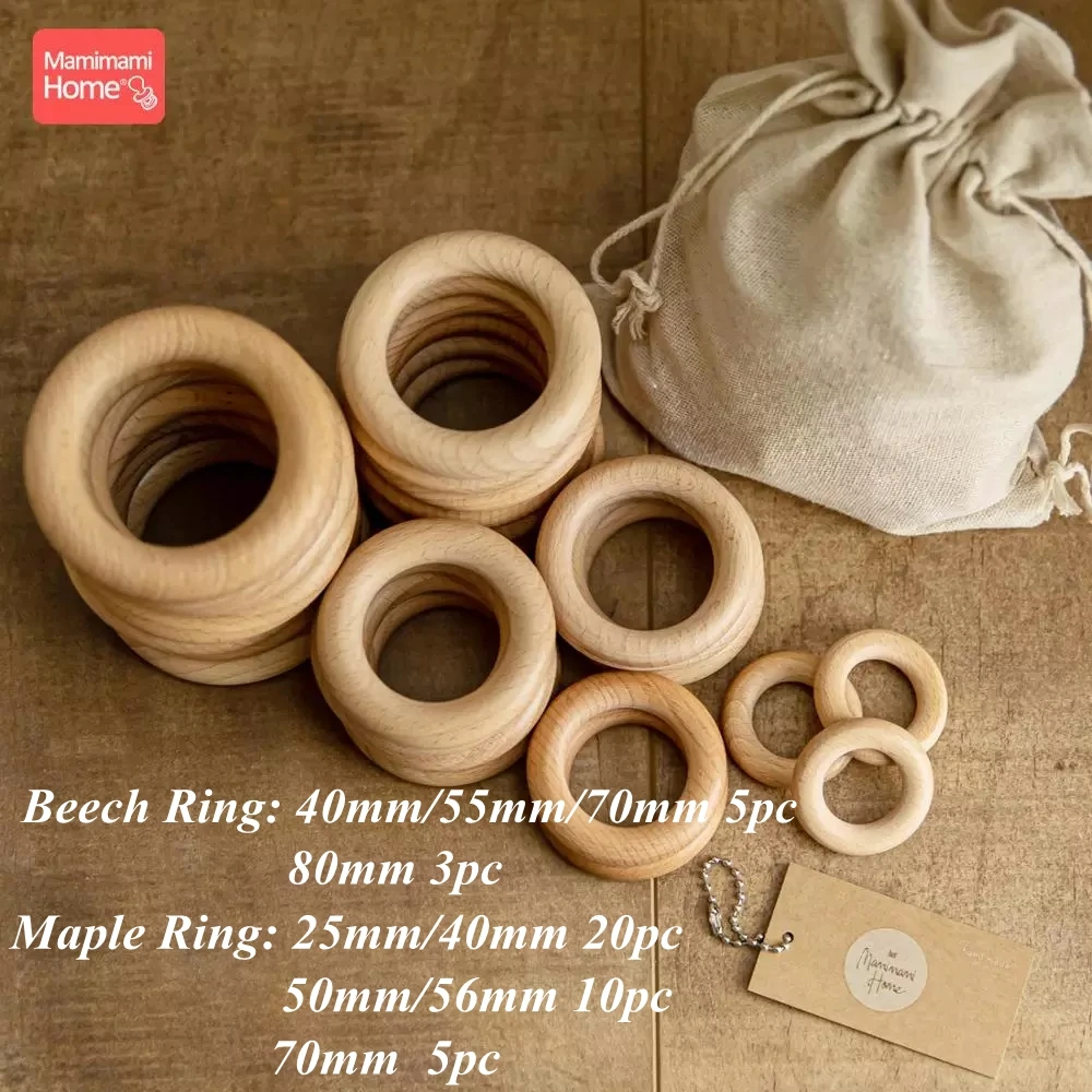 70/55/50/40mm Wood Teether Ring Smooth Surface Natural Wooden Rodent Baby Teething Ring Toy DIY Making BPA Free Baby Teether Toy