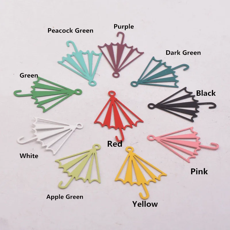 50 Stück AC920 16*22mm OL-Style Regenschirm-Anhänger aus Messing, bunte kleine Regenschirm-Anhänger für DIY-Schmuckherstellung – Detail 3