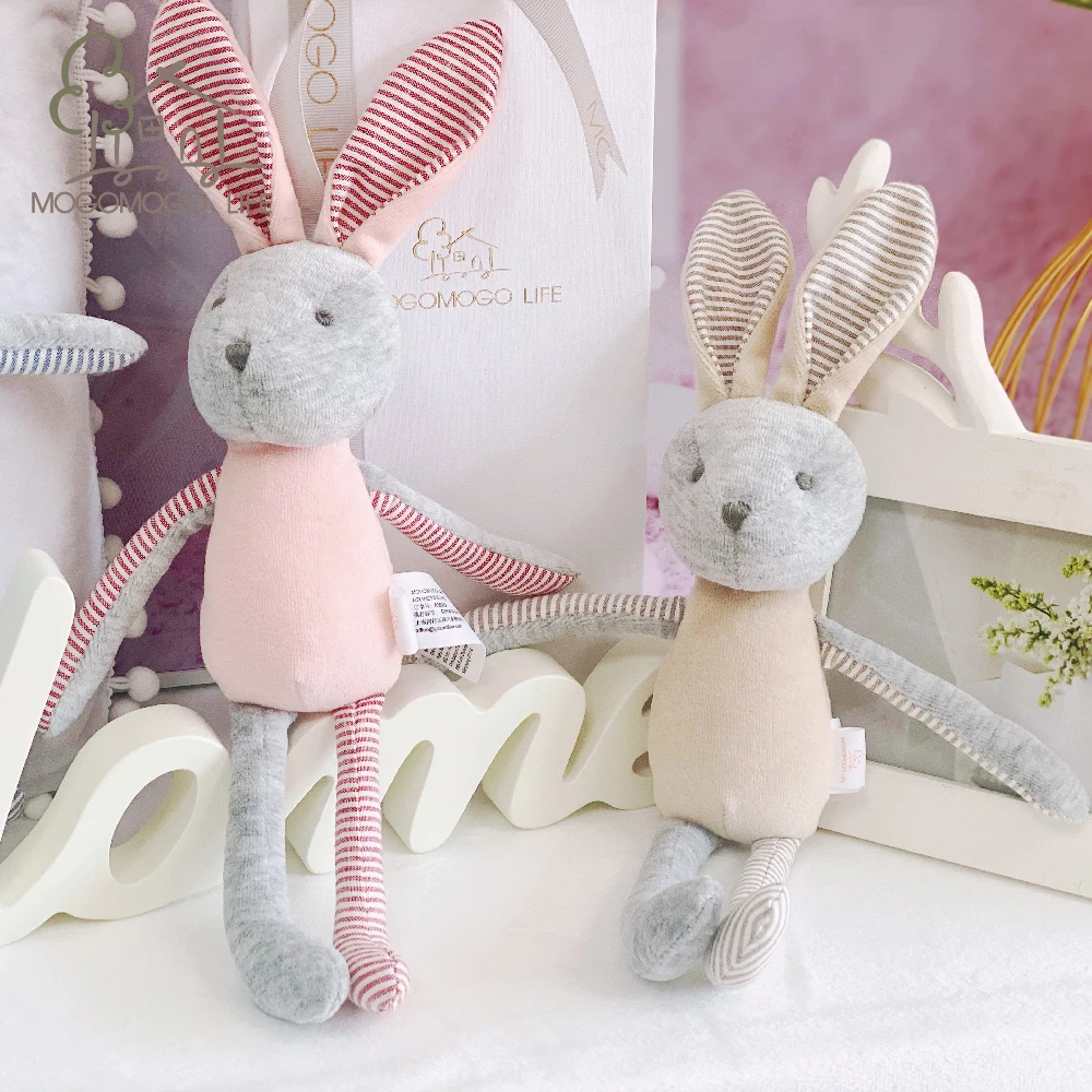 Luxury Hot Sale Handmade Bunny Baby Doll Eco Material Sleep Cuddly Beige Rabbit Plush Toys for Children Newborn Snuggler Toys