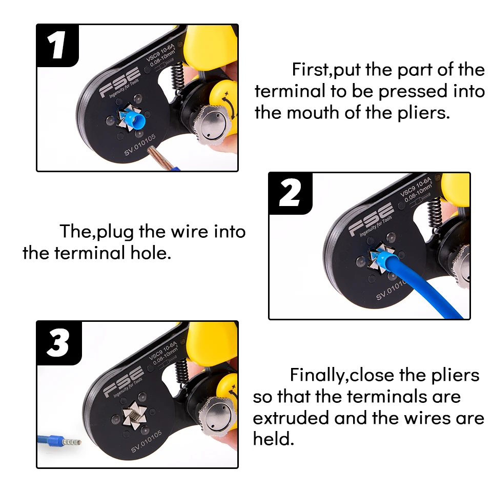 Crimpen zangen werkzeuge VSC9 10-6A 0,08-16mm2 23-7AWG für rohr typ nadel typ terminal manuelle einstellbare werkzeuge