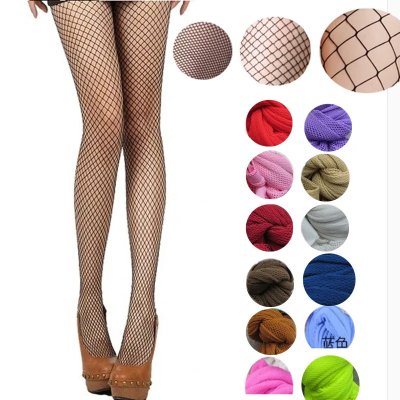 Women Fishnet Sexy Stockings Multicolor Plus Size Pantyhose Colored Mesh Red  Fishnets Tights Anti Hook Nylon Panty