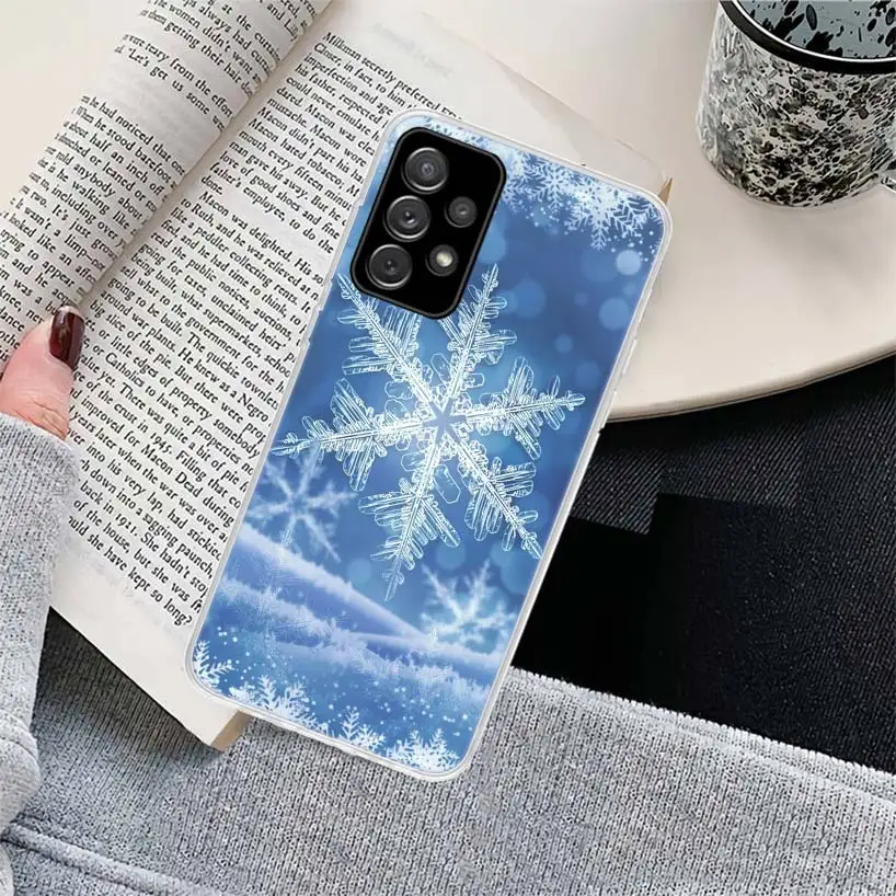 snowflake Winter white snow Christmas Phone Case for Samsung Galaxy A54 A53 A52 A14 A13 A12 A24 A23 A22 A34 A33 A32 A04S A03S