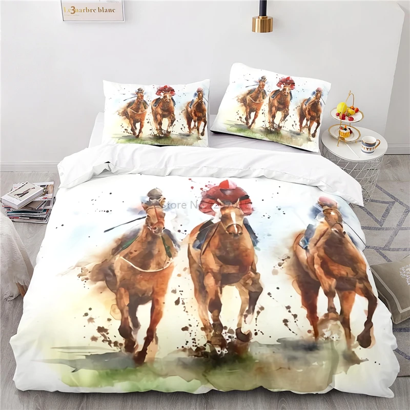 Beauty Horse Art Paintings Bedding Set 3d Elegant Duvet Cover Set with Pillowcase Single Double Queen King Size for Home Decor