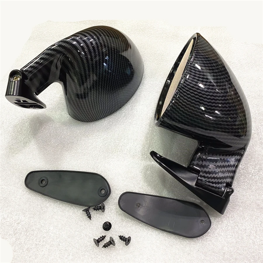 2Pcs Retro Style Vintage Sport Racing Car Side Wing Mirrors Carbon Fiber Look Universal