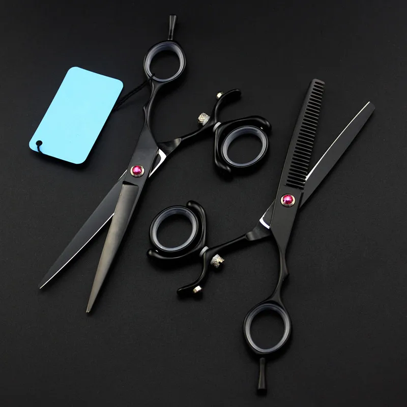 

professional Japan steel 6 '' Rotate black cut hair scissors haircut scissor thinning barber cutting shears hairdresser scissors