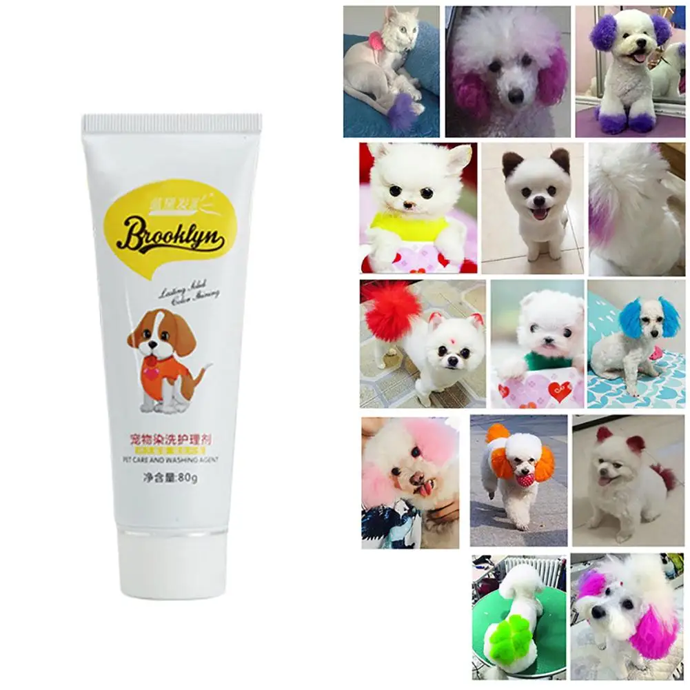 80g Pet Dog Cat Animals Hair Coloring Dyestuffs Dyeing Pigment Agent Supplies Habitat Décor Pet Products