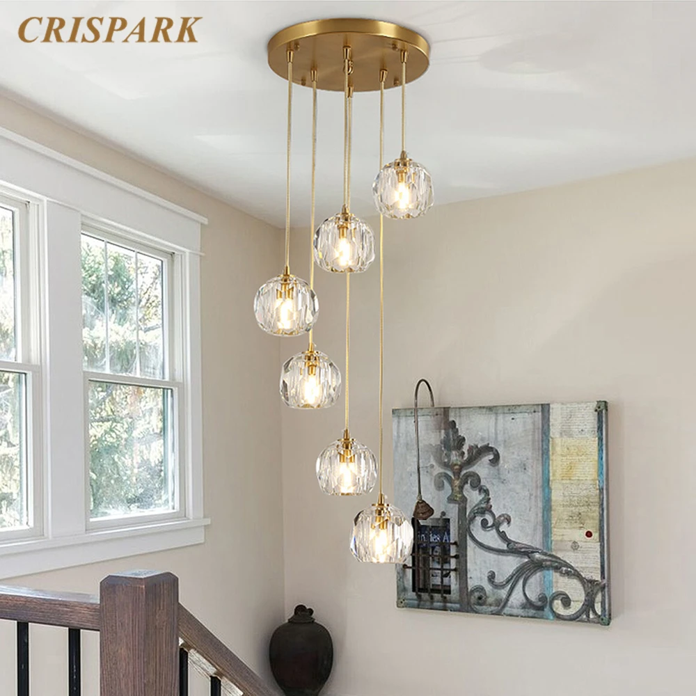 

Modern Crystal Chandelier Lighting LED G4 Luxury Loft Pendant Light Cut Cristal Kitchen Island Light Fixture Dining Table Lamp