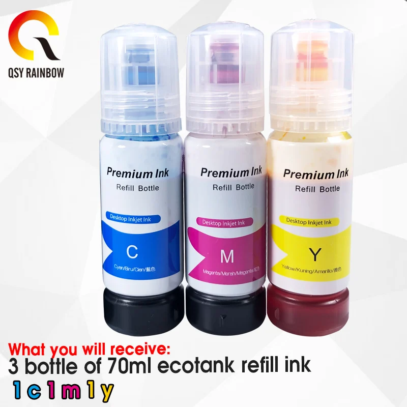 QSYRAINBOW 504 544 Printer Ink For Epson/epson 004 002 L3118 L4168 L4158 L3158 Printer L3119 Dye Ink Refill Ink For Ecotank