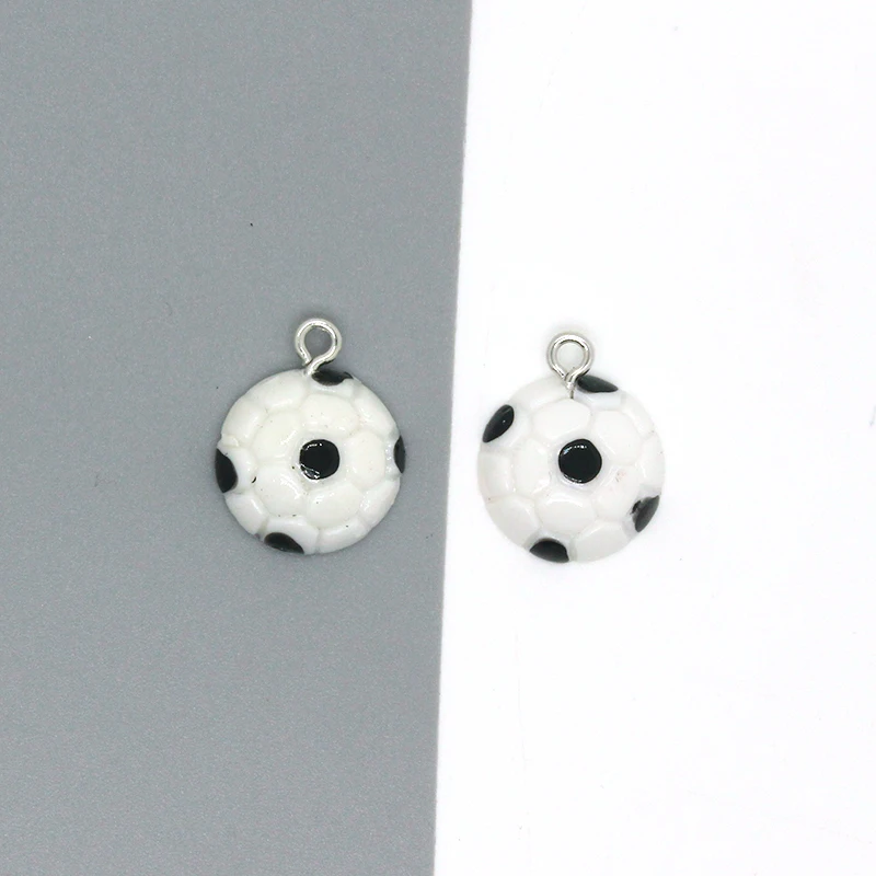 10pcs 16mm Resin Flatbacks Sport Charms Baseball Football Basketball Pendant Accessory For Earring Bracelet DIY Jewelry Make