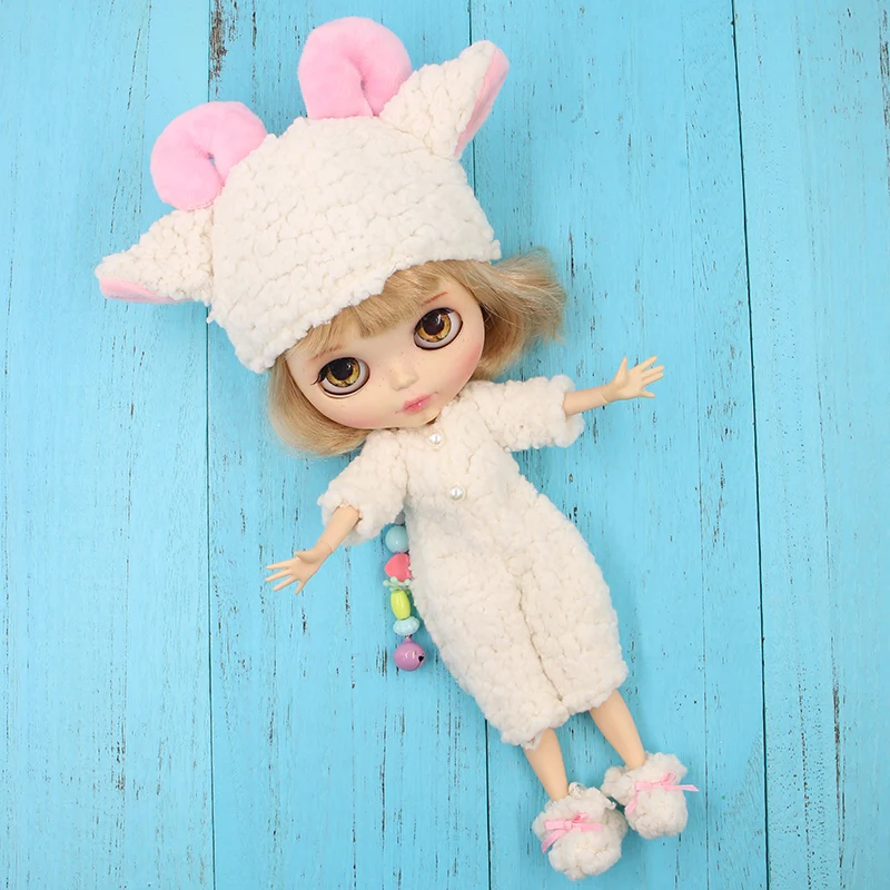 

Одежда для куклы BJD, подходит для кукол, аксессуары для Blythes, размер 1/6, милая мультяшная белая искусственная одежда, комплект обуви