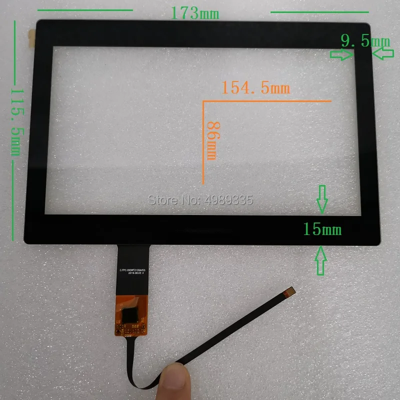 7-inch capacitive touch screen multi-touch 7-inch 16: 9 display ratio for corresponding resolution 800X480 1024X600 1920X1080