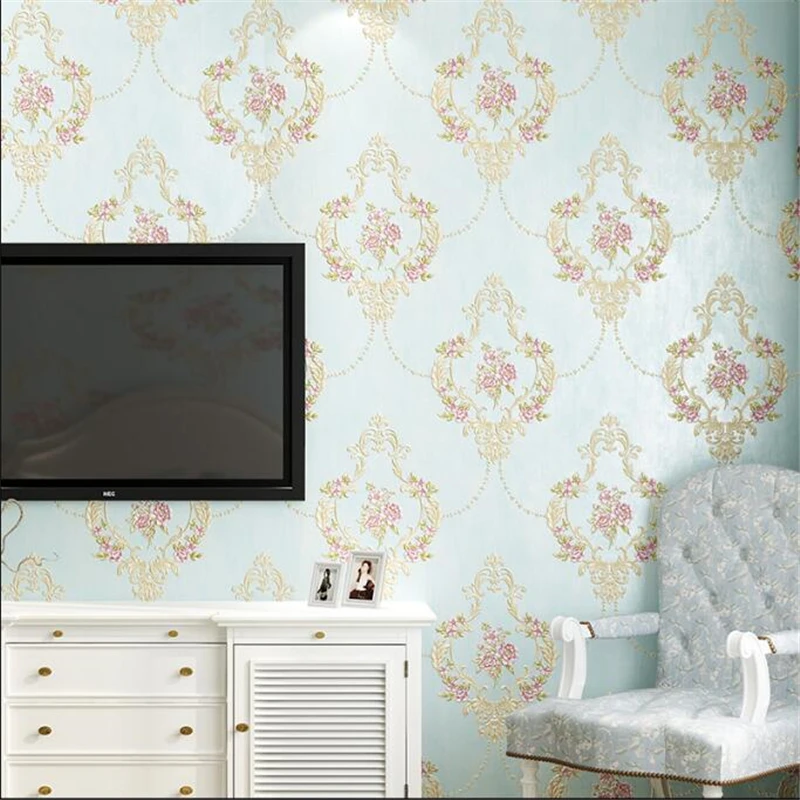 

BEIBEHANG Luxury bedroom wallpaper European non-woven deep embossed wallpaper living room TV background 3D relief 3d wallpaper