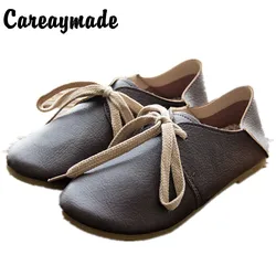 Careaymade-Genuine leather handmade women's shoes soft outsole cute shoes maternity ladies shoes cowhide casual shoes,5 colors