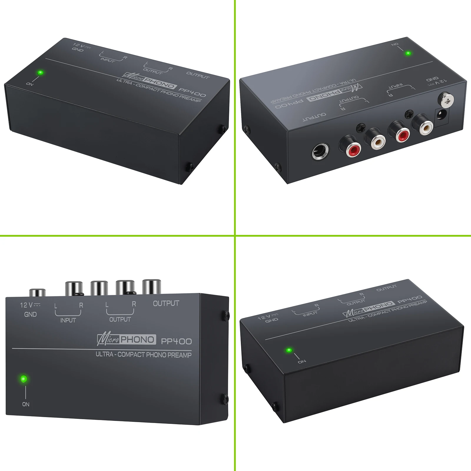 Prozor Phono Preamplifier Audiophile M/M Phono Preamp Preamplifier with 2 RCA Input & Output Ports with Power Adapter for PP400