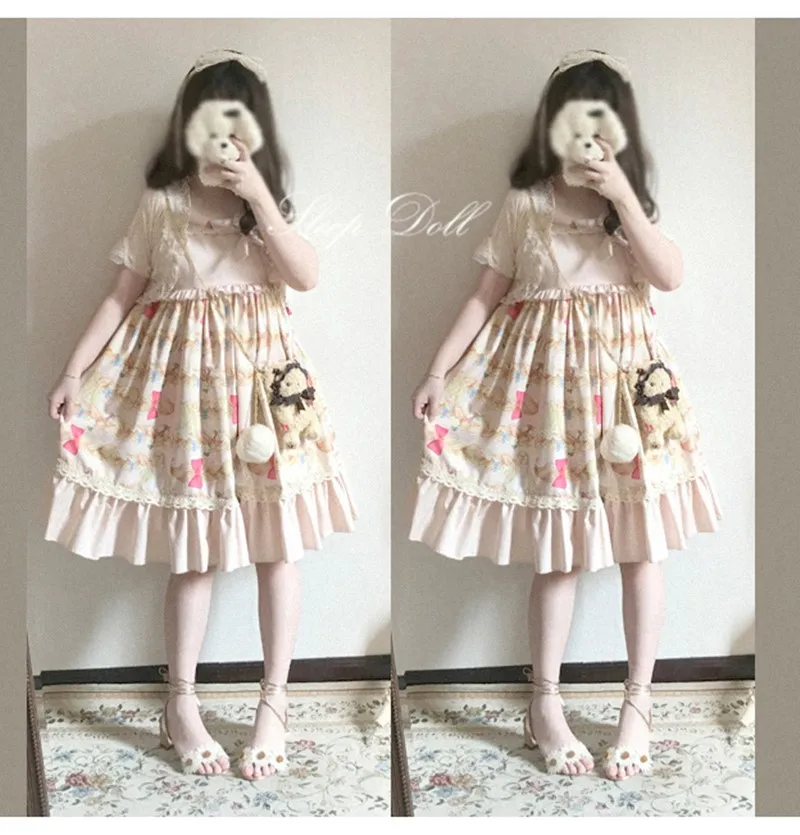 Robe japonaise lolita douce à bretelles, vintage, taille haute, imprimé victorien, mignonne, kawaii, gothique, lolita cos loli