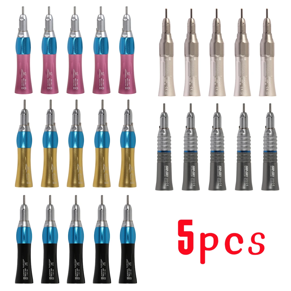 

5pcs Dental Handpiece Low Speed Handpiece 1:1 Rato Straight Nosecone Turbine External Water Spray hand piece Fit 2.35mmHP