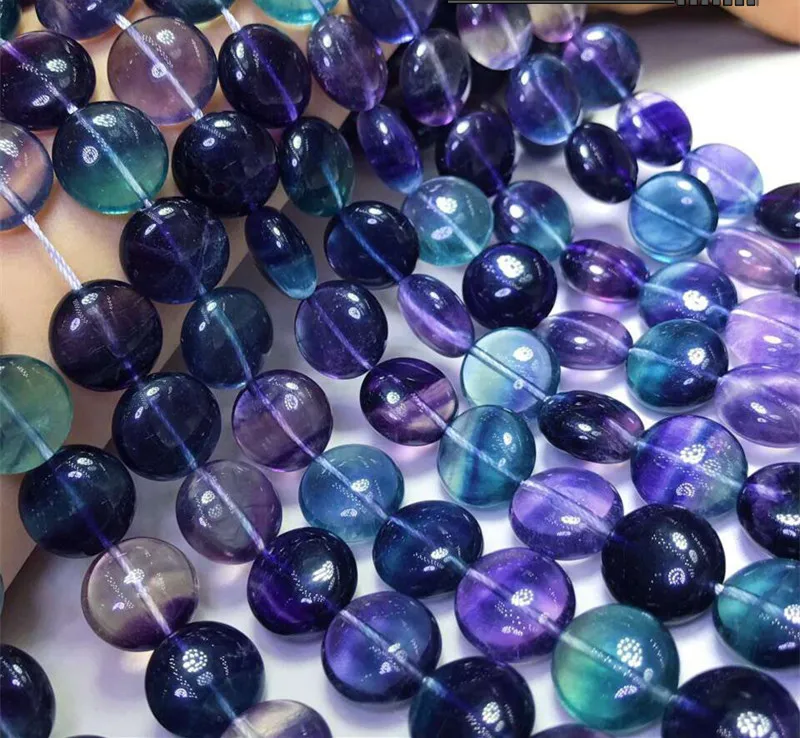 Fluorite purple coin 8*14mm for DIY jewelry making  loose beads FPPJ wholesale 38CM nature gemstone